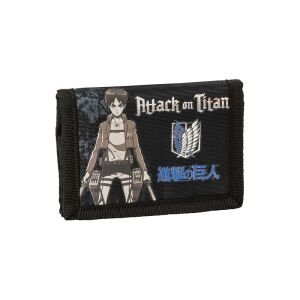 Portofel Attack on Titan Comix Anime, negru, închis, vedere din față - Portofele pentru bărbați