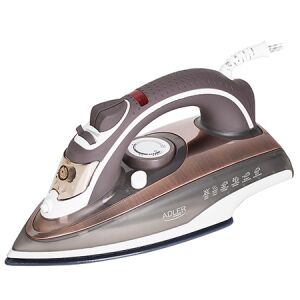 Fier de călcat cu abur Adler AD5030 cu talpă ceramică, 3000W, maro și alb, vedere din unghi - Aparate de curatat cu aburi, Mașini de cusut, Stații de aburi, Aparate de abur manual, Fiare de călcat și Mașini de curățat