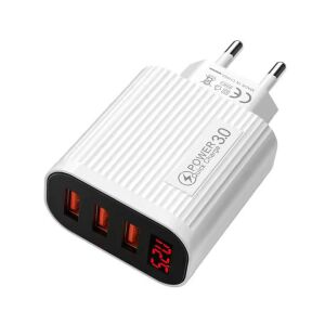 Încărcător Rapid cu 3 Porturi USB 15W,de culoare albă QC 3.0, Afișaj Digital compatibil cu Apple/Huawei/Xiaomi/Samsung 124797128 - Adaptoare de rețea