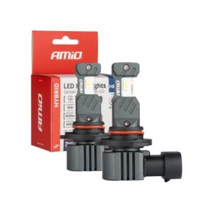 LED крушки за фарове Amio HB4, 2 броя, 6000K, 60W, 5600LM, 12V, Canbus - AMiO