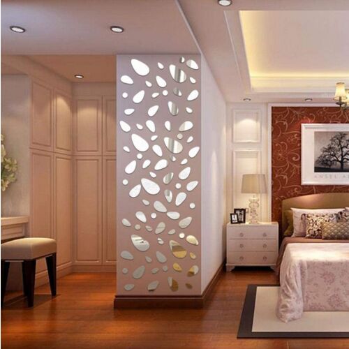 3D ezüst köbös kő dizájn tükör szett MyStyle - luxus lakásdekorációs akril tükrök 12 db/szett 145696627 - Ablakmatrica