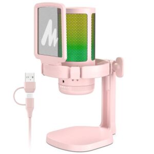 MAONO DGM20 USB Streamer/Gamer Mikrofon RGB - Pink, kondenzátoros, zajszűrő, RGB, USB-C 124878627 - Mikrofon