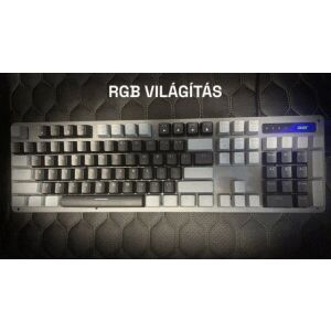 Acer OKW212 Mechanikus Gamer Billentyűzet - Fekete-Szürke - Angol kiosztás!, RED switch, Színes, Mechanikus, Normál, anti ghosting, vezetékes 124878696 - Acer