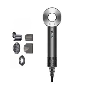 Uscător de păr cu ioni negativi cu capete interschimbabile, temperatură și flux de aer reglabile - Silver Grey