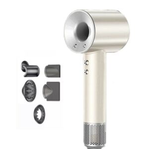 Uscător de păr cu ioni negativi cu capete interschimbabile, temperatură și flux de aer reglabile - alb-argintiu