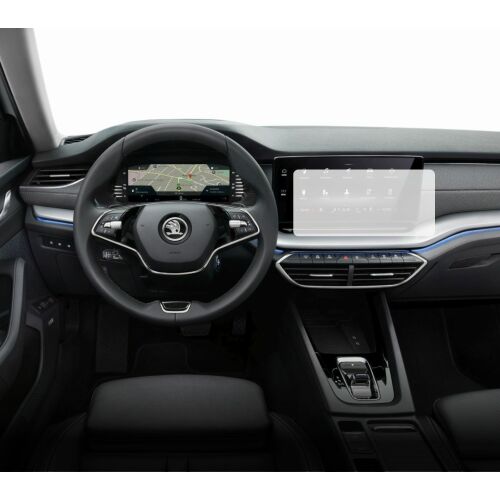 Duragon Skoda Octavia 2017-2019 Navigációs képernyővédő fólia autóba szerelve