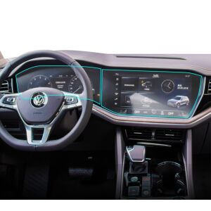 Folia ochronna Duragon zainstalowana na wyświetlaczu nawigacji i zegarów Volkswagen Touareg 2023+ - Radio samochodowe