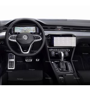 Folie de protecție Duragon pentru ecranul de navigație instalată pe bordul unui Volkswagen Passat 2019-2023 - Accesorii electronice auto