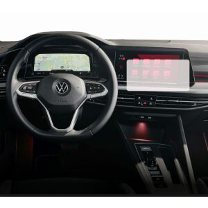Folia ochronna Duragon na ekranie, zainstalowana w Volkswagen Golf 2019-2024, na nawigacji i zestawie wskaźników - Radio samochodowe
