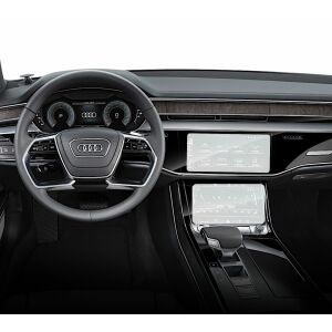 Duragon Displayschutzfolie installiert auf Audi A8 2017+ Navigations- und Klimaanlagenbildschirmen - Kfz-Elektronik