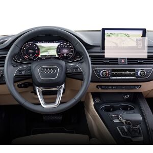 Folie de protecție Duragon pentru ecranul de navigație instalată pe bordul unui Audi A4 2016-2018 - Accesorii electronice auto