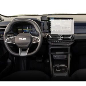 Folia ochronna na ekran nawigacji Duragon do Dacia Duster 2024+ zamontowana w samochodzie - Radio samochodowe