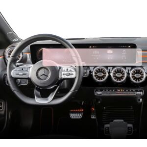 Duragon Navigationsbildschirmschutzfolie installiert auf einem Mercedes Benz CLA Coupe (C118) 2019-2023 Armaturenbrett - Kfz-Elektronik