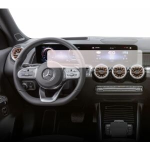 Duragon Displayschutzfolie installiert auf Mercedes Benz EQB 2021-2023 zentrales Navigationsdisplay und Armaturenbrettuhren - Kfz-Elektronik