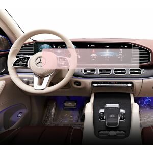 Duragon Displayschutzfolie installiert auf Mercedes Benz GLS Maybach X167 zentrales Navigationsdisplay und Armaturenbrettuhren - Kfz-Elektronik