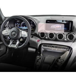 Folie de protecție Duragon instalată pe afișajul central de navigație și pe panoul de instrumente Mercedes AMG GT C190 - Electronica auto