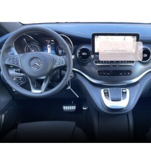Folie de protecție mată Duragon instalată pe ecranul de navigație al unui Mercedes Benz EQV 2019+ - Electronica auto