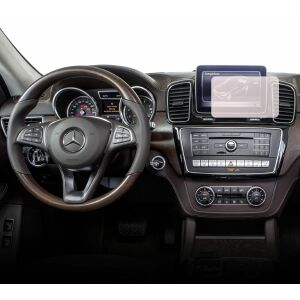 Folie de protecție Duragon instalată pe ecranul de navigație al unui Mercedes Benz GLE (W166) - Accesorii electronice auto