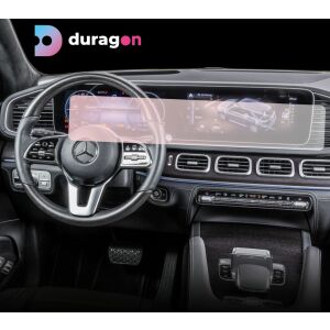 Folie de protecție mată Duragon instalată pe ecranul de navigație Mercedes Benz GLE (W167) 2019-2023 - Accesorii electronice auto
