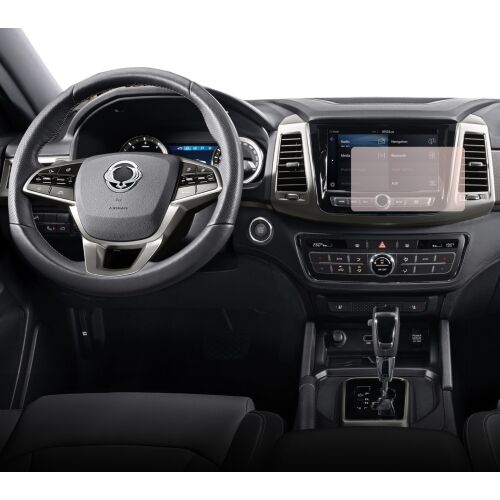 Duragon Ssangyong Musso 2018+ navigációs képernyővédő fólia autóba szerelve