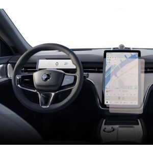 Folie de protecție Duragon instalată pe afișajele de navigație și panoul de instrumente Volvo EX90 - Accesorii electronice auto