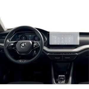 Folie de protecție Duragon instalată pe un ecran al sistemului de navigație Skoda Octavia 2024+. - Accesorii electronice auto