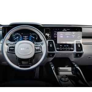 Folie de protecție Duragon pentru ecranul de navigație instalată pe bordul Kia Sorento 2020-2024 - Accesorii electronice auto