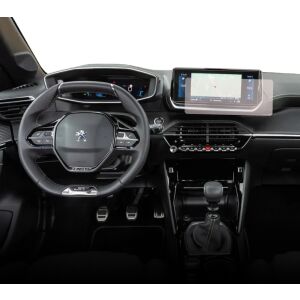 Folie de protecție mată Duragon instalată pe ecranul de navigație Peugeot e-208 2019-2023 - Electronica auto