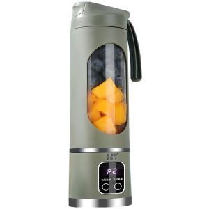 S DEPOT® mini turmixgép, hordozható, gyümölcsökhöz és zöldségekhez, elektromos, 50 W teljesítménnyel, űrtartalom 450 ml, 12000 RMP, 12 pengével, USB tápegység, zöld