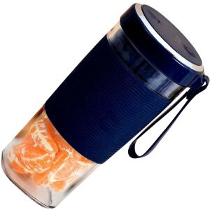 S DEPOT® mini turmixgép, hordozható, gyümölcsökhöz és zöldségekhez, elektromos, űrtartalom: 450 ml, 12000 RMP, 2 pengével, USB tápellátással, sötétkék