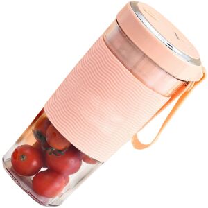 S DEPOT® mini turmixgép, hordozható, gyümölcsökhöz és zöldségekhez, elektromos, űrtartalom: 450 ml, 12000 RMP, 2 pengével, USB tápellátással, rózsaszín