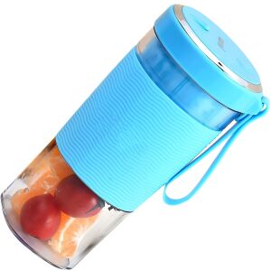 S DEPOT® mini turmixgép, hordozható, gyümölcsökhöz és zöldségekhez, elektromos, űrtartalom: 450 ml, 12000 RMP, 2 pengével, USB tápellátással, kék