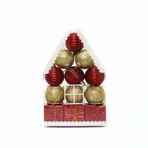 Коледни топки - Червени и Златни - 12 броя 124909410 - Украса за коледна елха