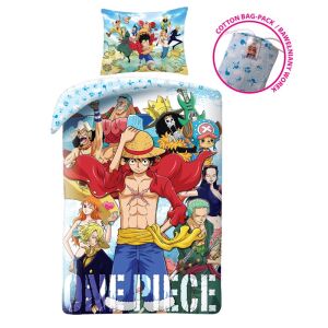 Zestaw pościeli One Piece dla dzieci, 140x200 cm, wielokolorowy, z Luffy'm i innymi postaciami z anime - Pościel - młodzież i dorośli