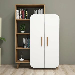 Dulap Multifunctional cu Usi Albe dulap alb cu raft de cărți - Dulapuri pentru copii