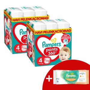 Pieluchomajtki Pampers Pants 360 Maxi Rozmiar 4, 352 sztuki z darmowymi chusteczkami - Pampers