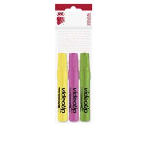 ICO Videotip Highlighter Set, 3 pack, yellow, pink, green - ICO