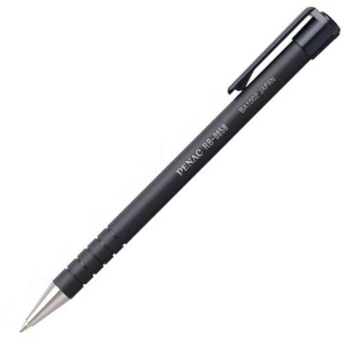 PENAC RB-085B fekete golyóstoll, 0,7 mm, nyomógombos, fekete tintával