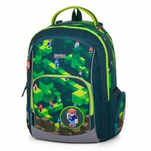 PlayWorld OXY GO iskolatáska, zöld és fekete, Minecraft mintával - Oxybag