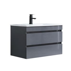 Cube 80 dolne meble łazienkowe z umywalką ceramiczną 2 szuflady szary antracyt 125027617 - Meble