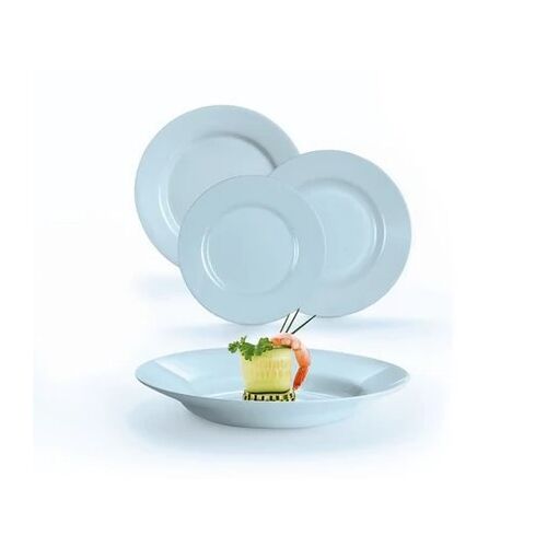 Luminarc Plumi Paradise Blue étkészlet, 18 darabos, tartalmaz 6 lapos tányért, 6 mélytányért, 6 desszert tányért