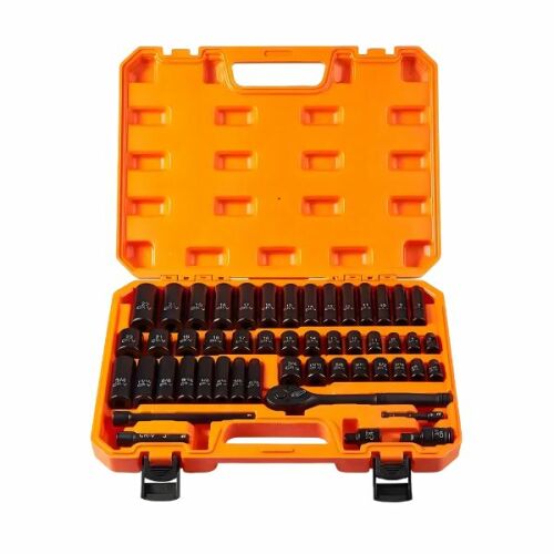 50 darabos professzionális ütvecsavarozó dugókulcskészlet narancssárga tokban