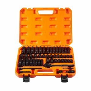 Set profesional de chei tubulare cu impact, 50 de piese, în cutie portocalie - Chei tubulare