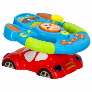 Interactive steering wheel toy for toddlers with lights, sounds, and a projector - Interactive Kids' Toy
