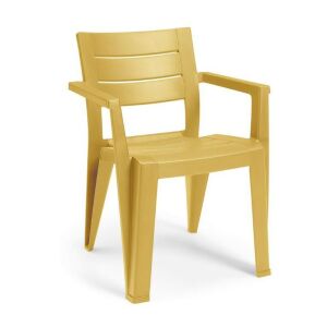 Keter Julie sárga kerti szék, kültéri szék karfákkal, egymásra rakható, időjárásálló - Keter