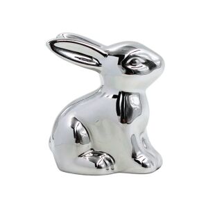 Deko-Hase, Keramik, Silber-Finish, 9 cm, Jumi