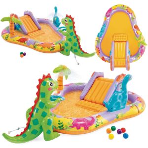 Intex 56139 Aufblasbares Dinosaurier-Spielcenter mit Rutsche und Sprinkler - Intex