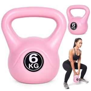 ModernHome 6 kg Rózsaszín Kettlebell Súlyzó Edzési Példával - ModernHOME