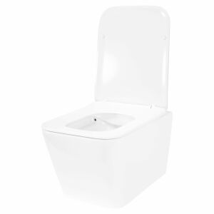 Miska WC Rea Julio Rimless, toaleta wisząca, biała, bezkołnierzowa, nowoczesny design - WC