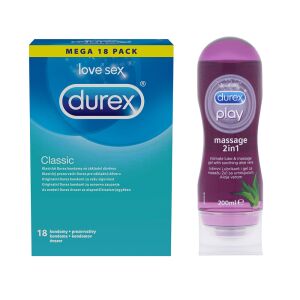 Set Pachet Durex 18 prezervative Clasic, gel masaj 200 ml 125040695 - Durex